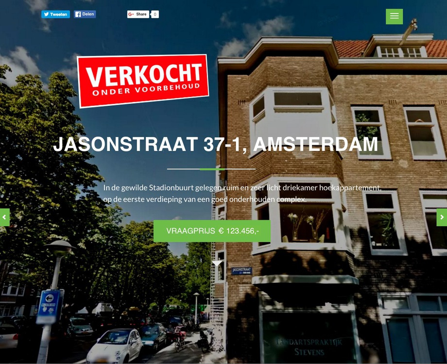 Piso en venta: Jasonstraat 37-1 en Amsterdam